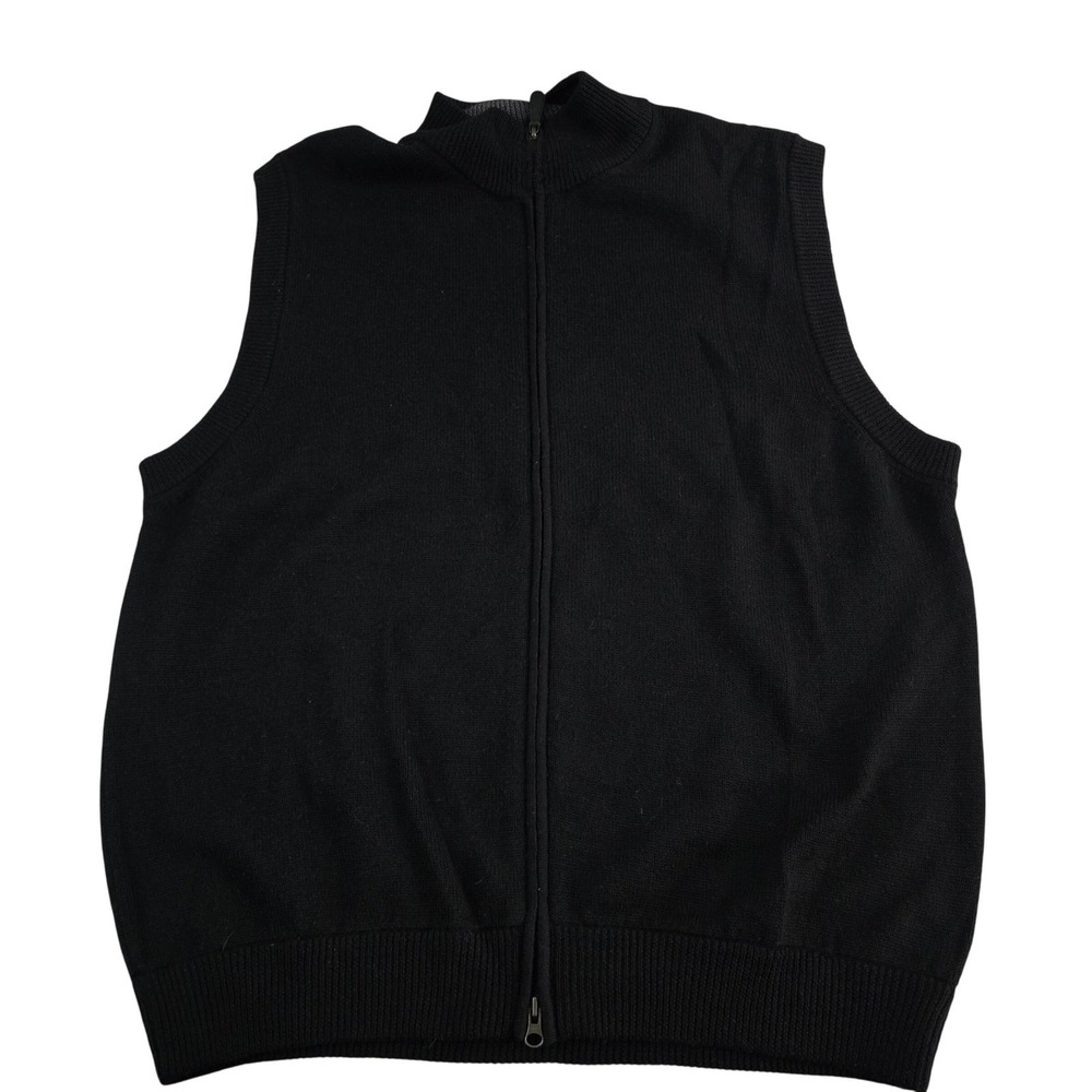 Grant Thomas‎ Men's Black Italian Merino Wool Zip Neck Sweater Vest L